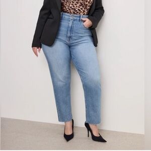 GOOD AMERICAN GOOD BOY STRAUGHT CROPPED SUPER HIGH RISE STRAIGHT FIT SIZE 18